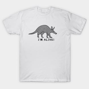 Aardvark - I'm Alive! - animal ink art design on white T-Shirt